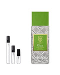 Bujairami Rizz sample – decant naast de volle fles ter herkenning