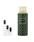 Maison Asrar Regent sample – decant naast de volle fles ter herkenning